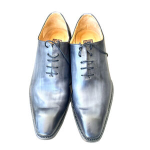 Ugo Vasare Metallic Grey Leather Oxford shoes US 13 / EU 46 W/ Bags original Box